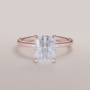"Rose Gold 14K and 18K radiant classic solitaire engagement ring, featuring a stunning timeless design, perfect for proposals.