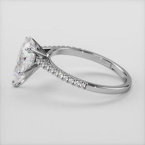 """White Gold 14K Pear Solitaire Pave Cathedral Engagement Ring, a stunning choice for romantic proposals and timeless elegance.""