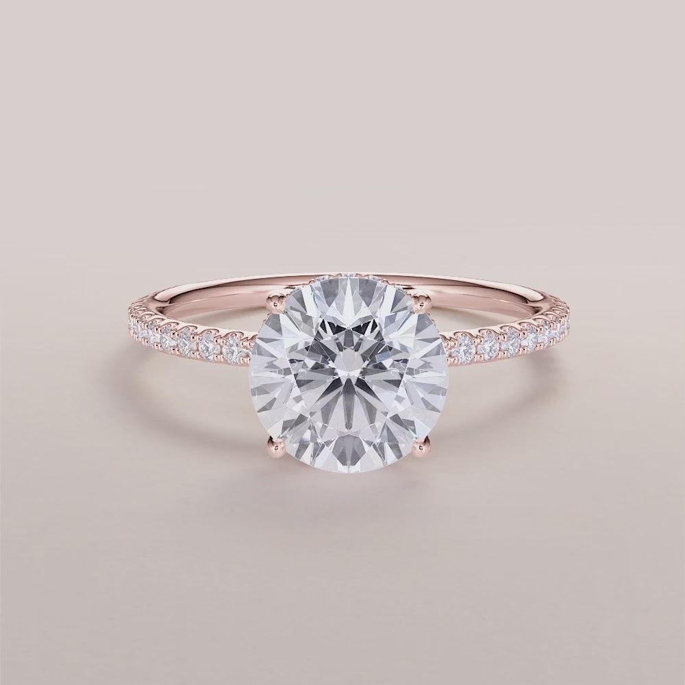 "14K Rose Gold Orion Round Wrapped Hidden Halo Pave Band Engagement Ring, exquisite design for timeless elegance and romance.|







#14KRecycledRoseGold
#18KRecycledRoseGold


"
