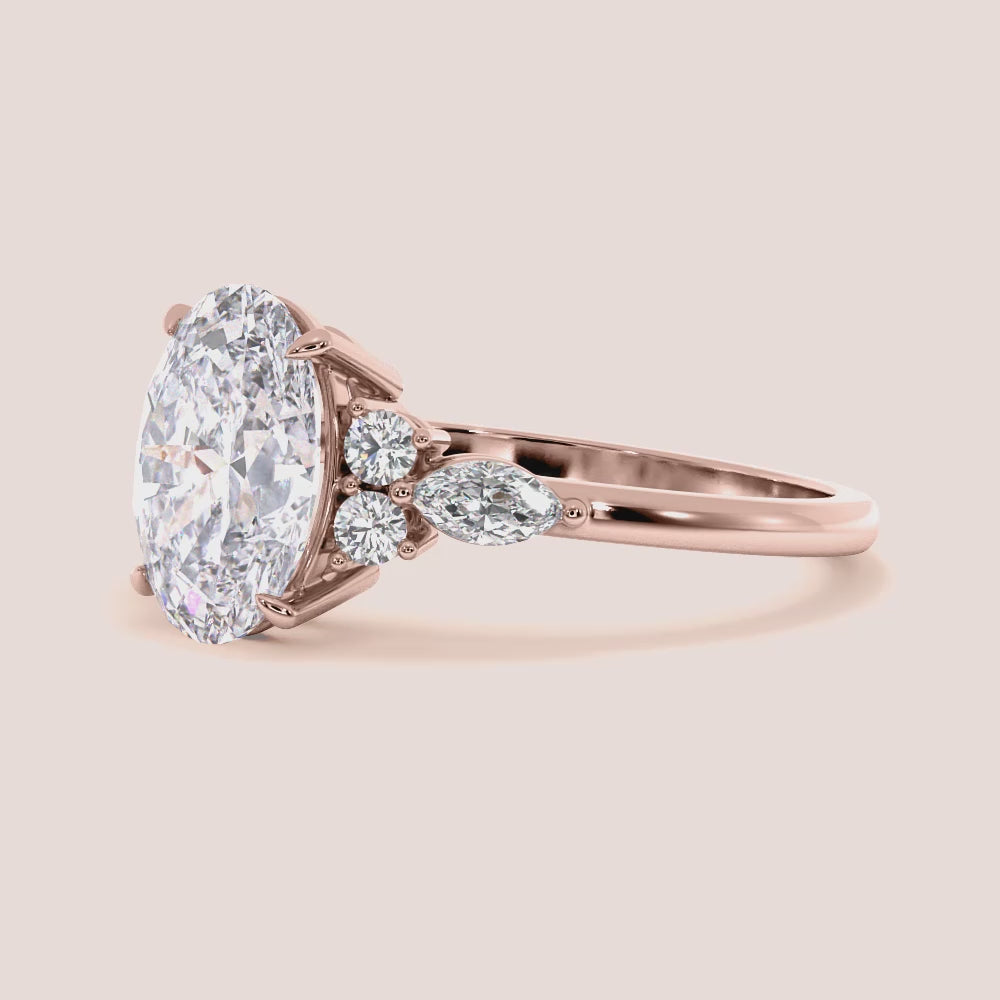 Elegant diamond engagement ring featuring a cushion-cut diamond and side stones, available in 14K, 18K gold, or platinum.
|


#14KRecycledRoseGold #18KRecycledRoseGold


