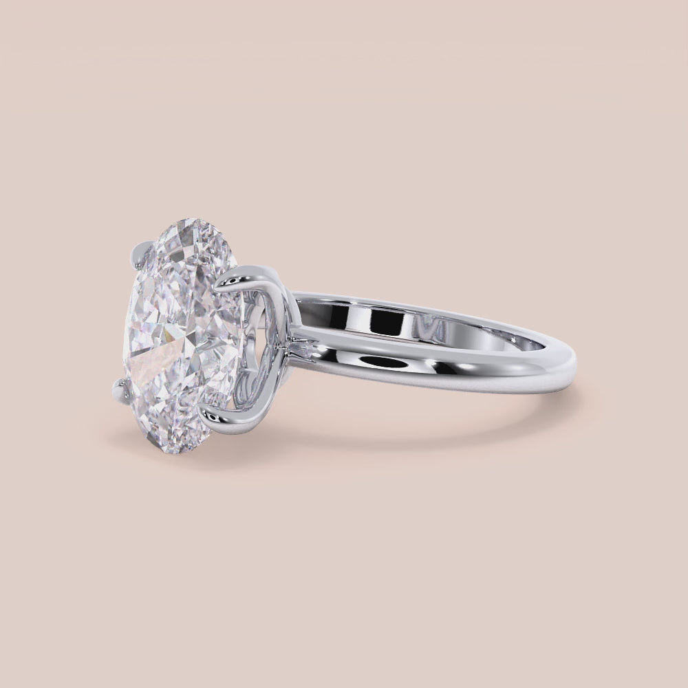"Elegant 14K white gold engagement ring featuring a demi-oval tulip mount and a plain band, perfect for timeless romance.|

#14KRecycledWhiteGold
#18KRecycledWhiteGold








#Platinum"
