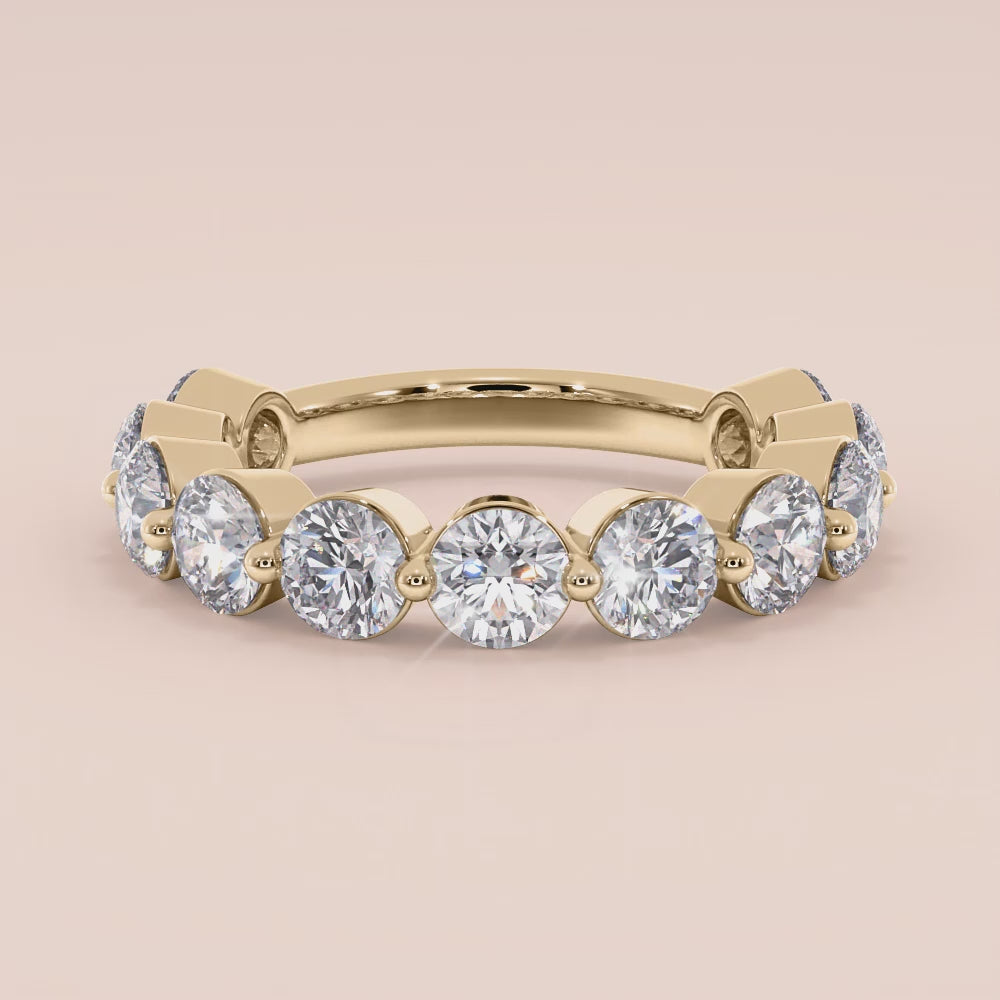 Elegant 14K Yellow Gold Diamond Eternity Band with 7 Round Cut Diamonds, perfect for weddings and special occasions. |
 
 
 #14KRecycledYellowGold
 #18KRecycledYellowGold