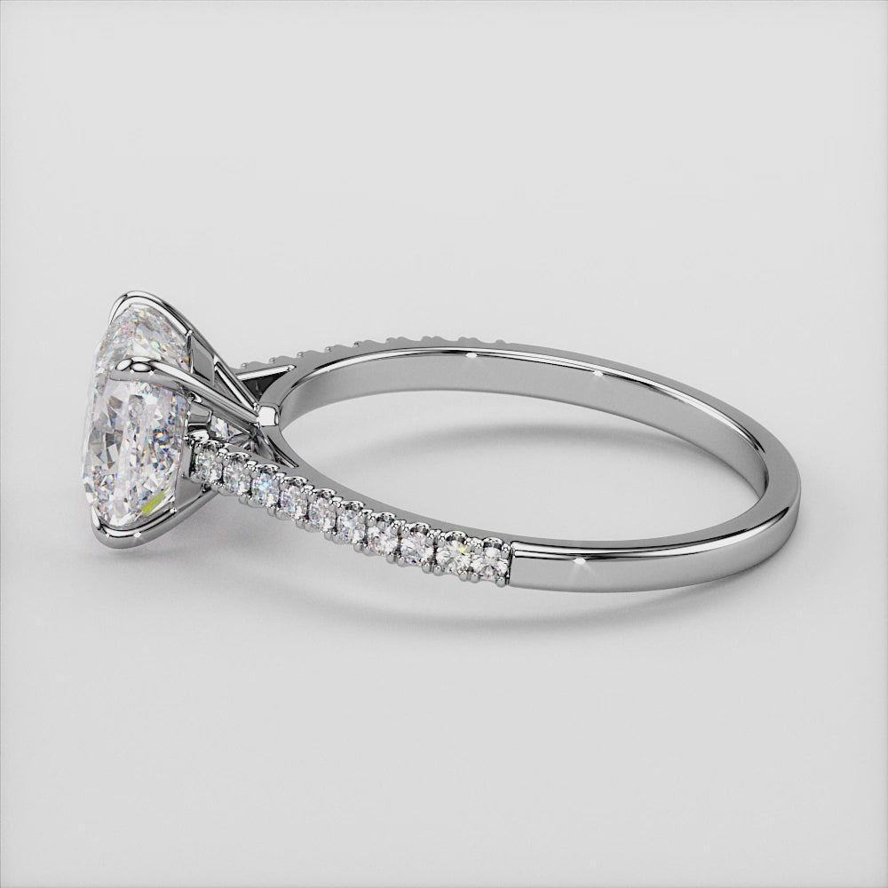 "Elegant 14K white gold Luna cushion solitaire pave cathedral engagement ring, showcasing exquisite craftsmanship and timeless design.|

#14KRecycledWhiteGold
#18KRecycledWhiteGold
#14KRecycledYellowGold
#18KRecycledYellowGold
#14KRecycledRoseGold
#18KRecycledRoseGold













#Platinum"
