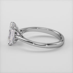 Elegant 14K white gold emerald classic solitaire cathedral ring, perfect for engagement or special occasions.