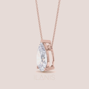 Rose gold pear diamond solitaire necklace, elegant teardrop pendant on delicate chain, timeless everyday luxury gift 