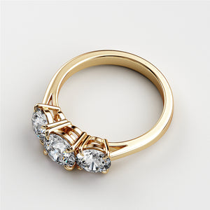 Elegant 14K or 18K Gold or Platinum Three-Stone Wedding Band with Round Brilliant Diamonds