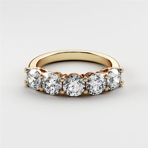 Elegant 14K, 18K gold or platinum wedding band featuring five marquise-cut diamond stones, perfect for eternity celebrations. 