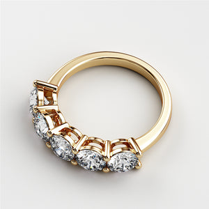 Elegant 14K gold wedding band featuring five round brilliant cut diamonds, showcasing stunning craftsmanship and timeless design. 