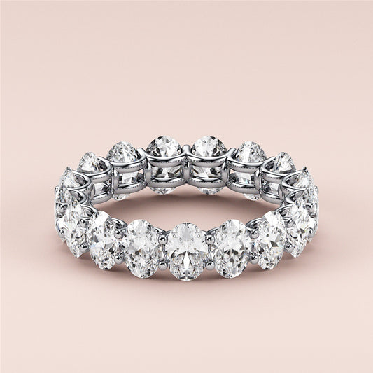 14K or 18K white gold round brilliant cut diamond eternity wedding band, beautifully crafted with sparkling diamonds. 