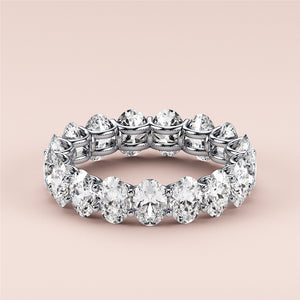 14K or 18K white gold round brilliant cut diamond eternity wedding band, beautifully crafted with sparkling diamonds. 