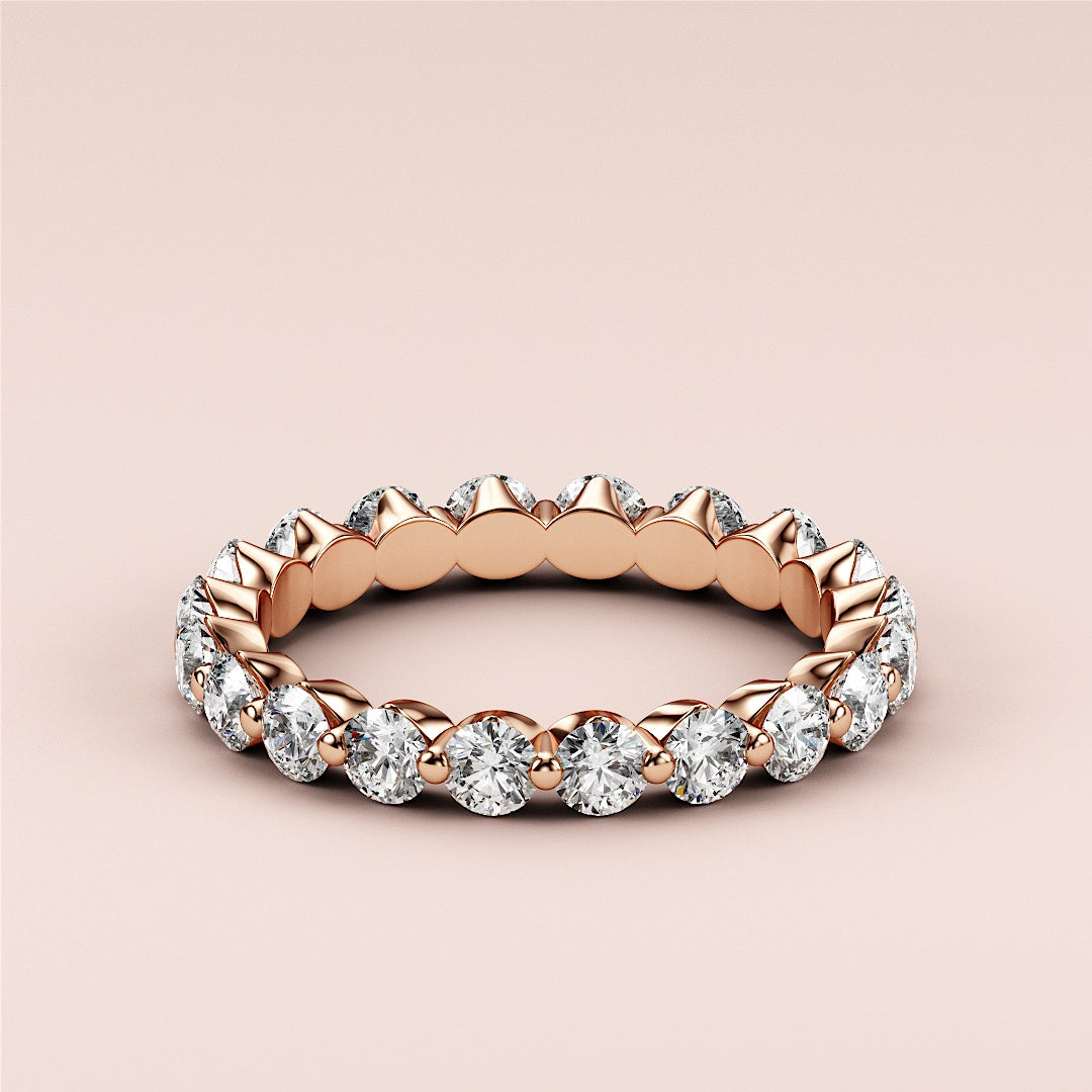 Elegant rose gold eternity band with round brilliant-cut diamonds in prong setting, available in 14K, 18K, and platinum. |
 
 
 
 
 #14KRecycledRoseGold
 #18KRecycledRoseGold