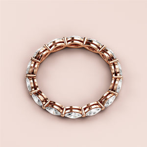 Elegant rose gold marquise eternity wedding band in 14K and 18K, showcasing brilliant diamonds in a stunning design. 
