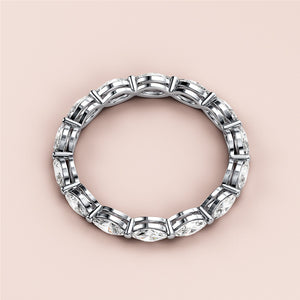 Luxurious 14K/18K white gold eternity band with sparkling marquise-cut diamonds, perfect wedding band for everlasting love. 