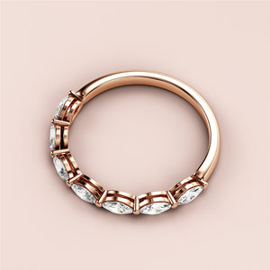 Elegant 14K Rose Gold Marquise-Cut Diamond Wedding Band, showcasing stunning design and craftsmanship. 