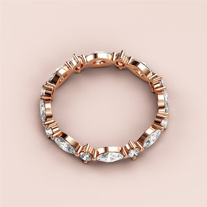 Elegant 14K rose gold wedding band featuring marquise-shaped diamonds, perfect for eternity style collections. 