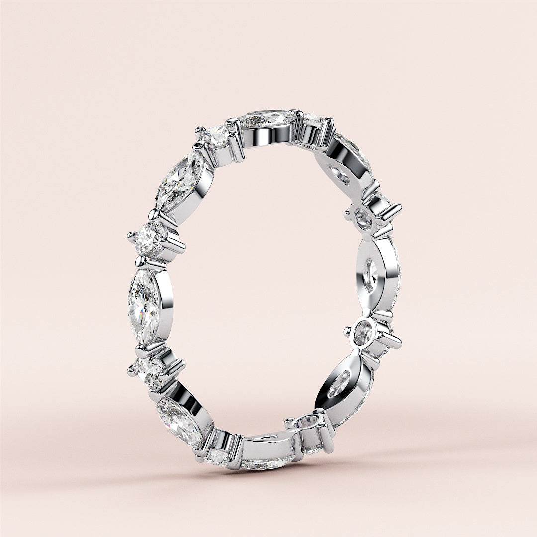 Stunning 14K/18K gold or platinum eternity ring with marquise diamonds, perfect for weddings and elegant occasions. |
 #14KRecycledWhiteGold
 #18KRecycledWhiteGold
 
 
 
 
 #Platinum