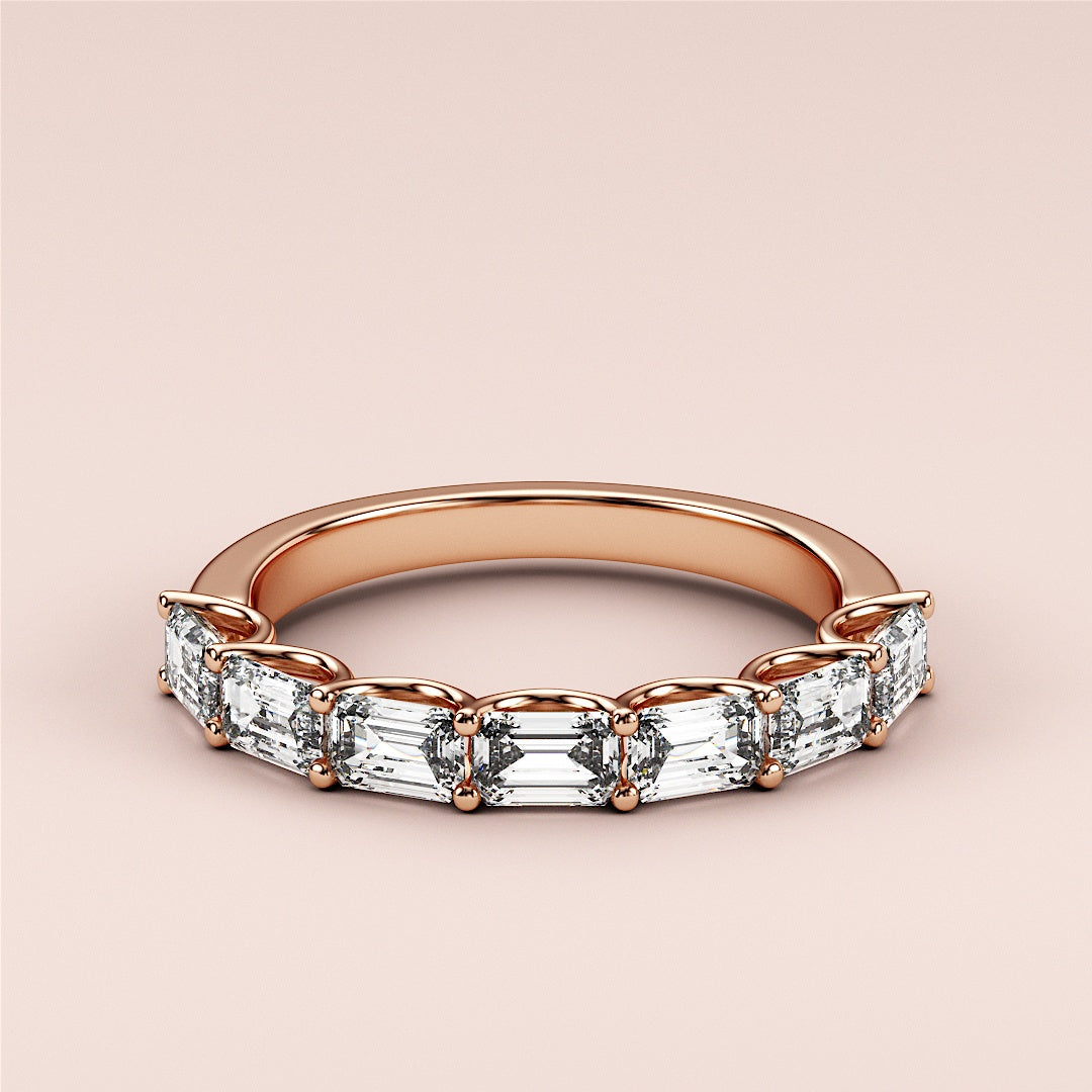 Elegant rose gold wedding band featuring baguette-cut diamonds, available in 14K, 18K gold, or platinum eternity style. |
 
 
 
 
 #14KRecycledRoseGold
 #18KRecycledRoseGold