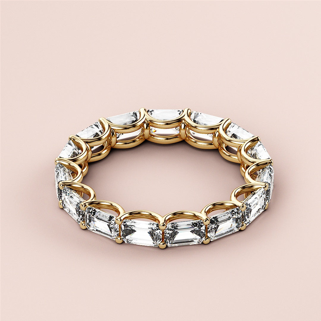 Elegant 14K yellow gold eternity wedding band featuring marquise cut diamonds in a seamless, luxurious design. |
 
 
 #14KRecycledYellowGold
 #18KRecycledYellowGold