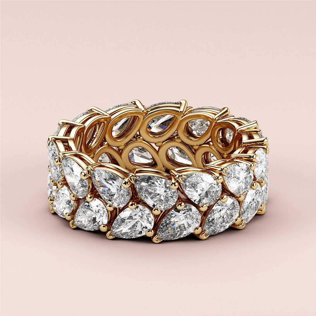 Luxury 14K or 18K gold eternity ring with marquise-cut diamonds, perfect for weddings and special occasions. Elegant two-row design. |
 
 
 #14KRecycledYellowGold
 #18KRecycledYellowGold
