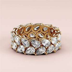 Luxury 14K or 18K gold eternity ring with marquise-cut diamonds, perfect for weddings and special occasions. Elegant two-row design. 