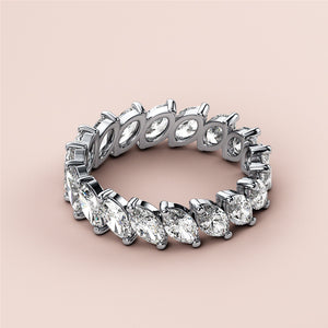 Elegant marquise eternity wedding band in 14K/18K white gold, featuring sparkling diamonds in a continuous design. 