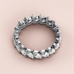 Marquise-cut diamond eternity band in 14K or 18K gold or platinum, featuring brilliant diamonds encircling the ring. 