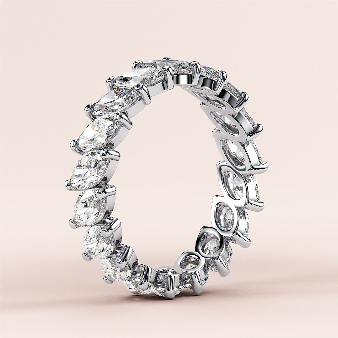 Elegant white gold marquise eternity wedding band featuring diamonds, available in 14K, 18K, or platinum. |
 #14KRecycledWhiteGold
 #18KRecycledWhiteGold
 
 
 
 
 #Platinum