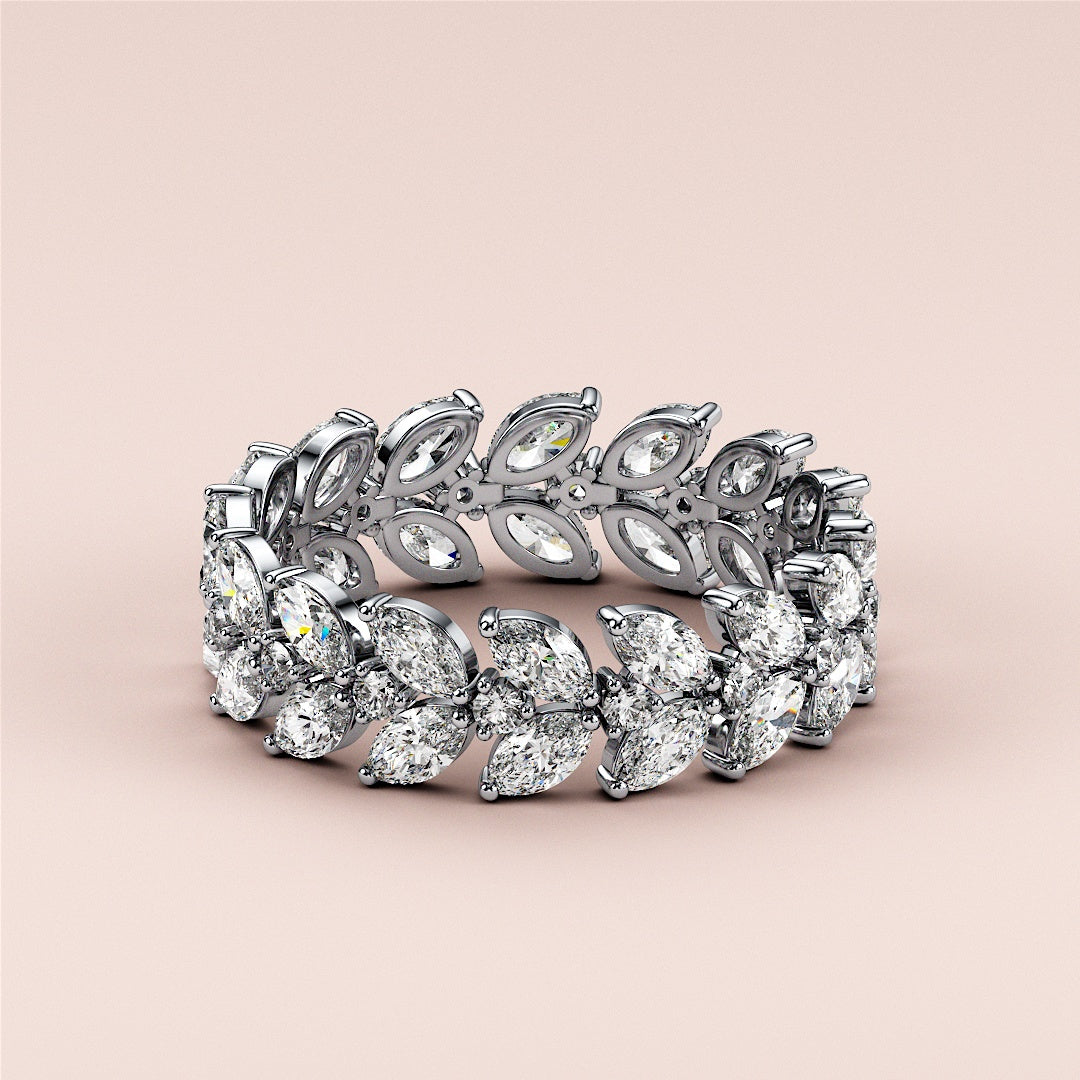 Luxurious 14K/18K white gold marquise-cut diamond eternity wedding band, featuring a timeless and elegant design. |
 #14KRecycledWhiteGold
 #18KRecycledWhiteGold
 
 
 
 
 #Platinum