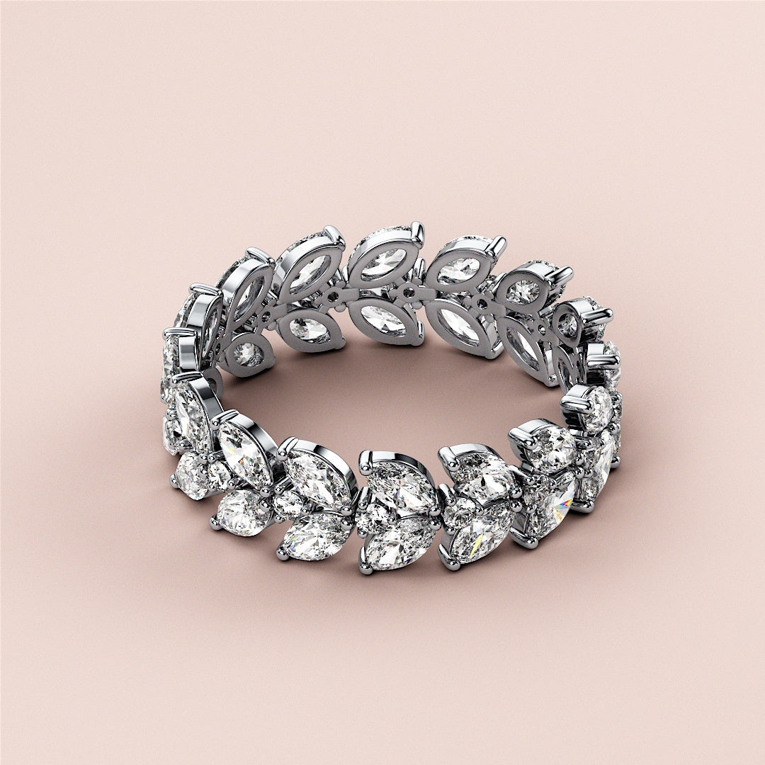 Elegant marquise two-row eternity wedding band in 14K or 18K gold or platinum, featuring sparkling diamonds in a continuous loop design. |
 #14KRecycledWhiteGold
 #18KRecycledWhiteGold
 
 
 
 
 #Platinum