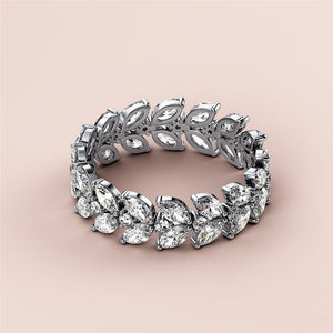 Elegant marquise two-row eternity wedding band in 14K or 18K gold or platinum, featuring sparkling diamonds in a continuous loop design. 