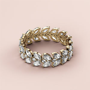Luxurious 14K or 18K gold eternity wedding band, featuring marquise-cut diamonds for elegance and sophistication. 