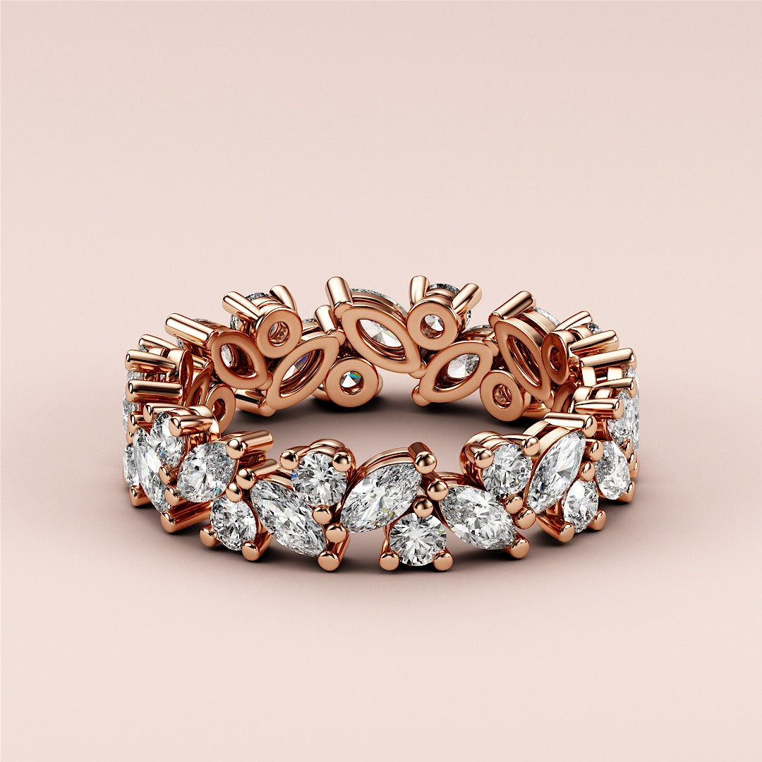 Elegant 14K rose gold eternity wedding band featuring marquise-cut diamonds, not worn on a model.  Perfect for timeless love. |
 
 
 
 
 #14KRecycledRoseGold
 #18KRecycledRoseGold