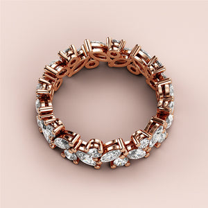Rose gold marquise and round cut diamond eternity wedding band in 14K, 18K, or platinum setting, perfect for a timeless gift. 