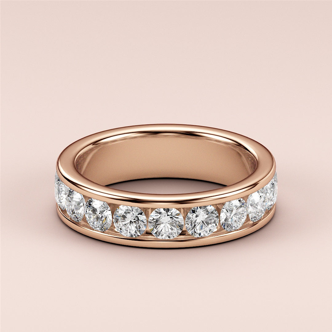 Elegant rose gold 14K or 18K channel set round diamond eternity wedding band, perfect for everlasting love. |
 
 
 
 
 #14KRecycledRoseGold
 #18KRecycledRoseGold