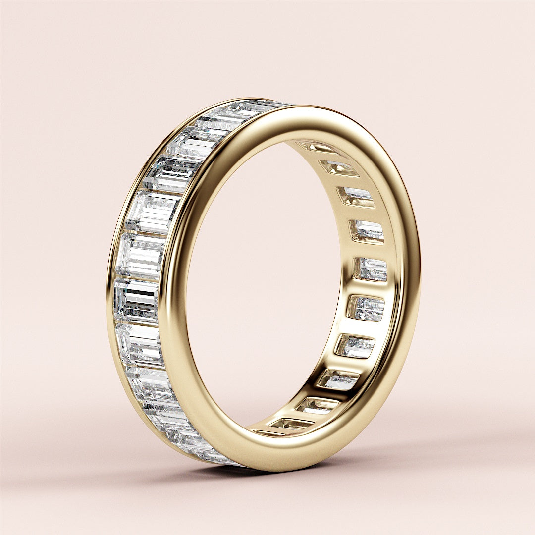 14K Yellow Gold Eternity Band with Baguette-Cut Diamonds, perfect for weddings and special occasions. |
 
 
 #14KRecycledYellowGold
 #18KRecycledYellowGold
