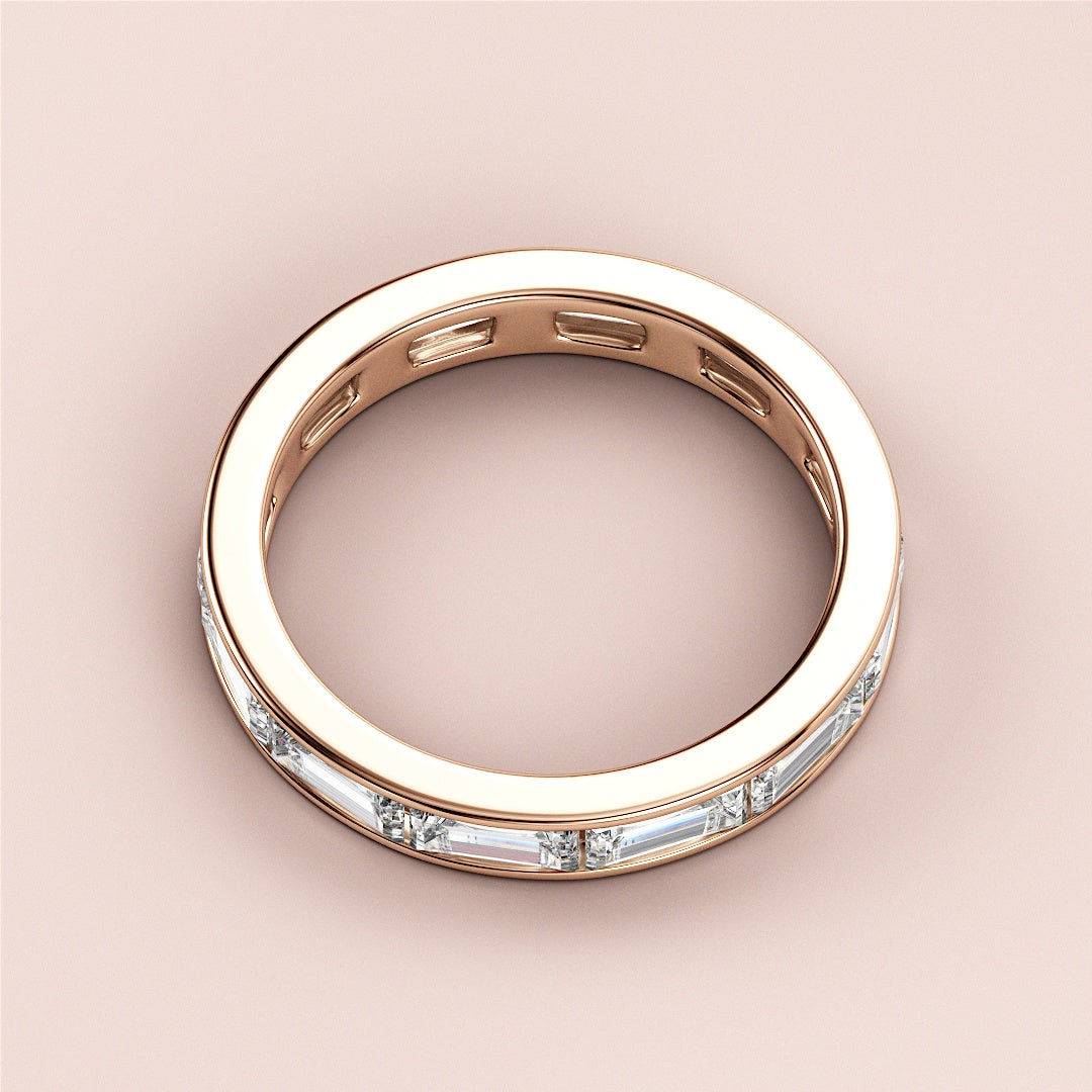 14K rose gold baguette channel eternity wedding band featuring exquisite craftsmanship, perfect for anniversaries or special occasions. |
 
 
 
 
 #14KRecycledRoseGold
 #18KRecycledRoseGold