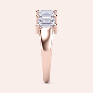 14K Rose Gold wedding band featuring five elegant emerald-cut diamonds, perfect for eternal love. 