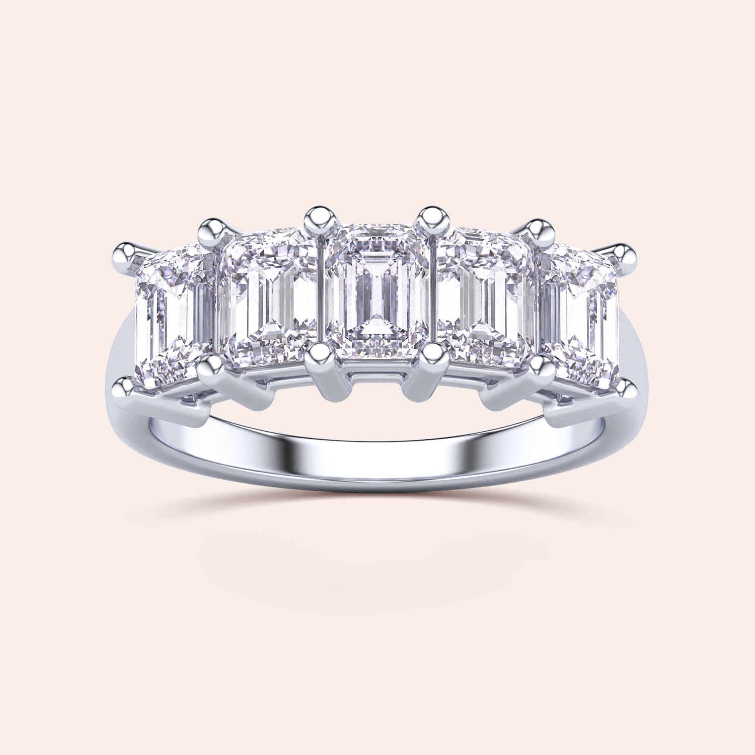 Luxurious 14K/18K White Gold Wedding Band with Emerald-Cut Diamonds, Unworn, on a White Background. |
 #14KRecycledWhiteGold
 #18KRecycledWhiteGold
 
 
 
 
 #Platinum