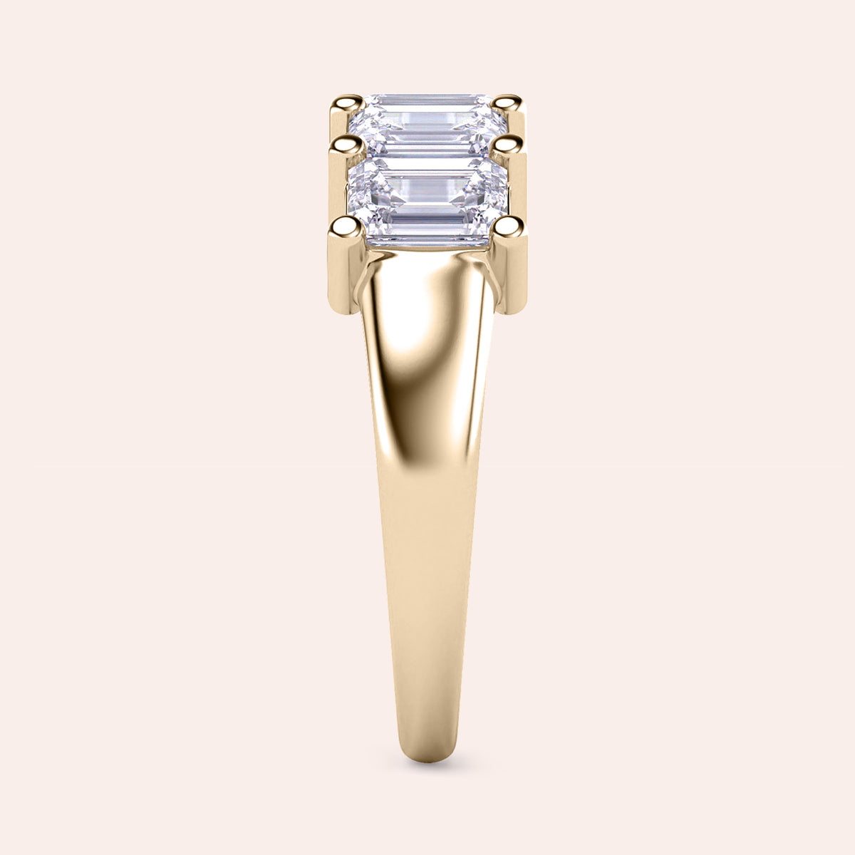 Five Emerald-Cut Diamond Wedding Band in 14K or 18K Gold or Platinum - Elegant Eternity Design. 