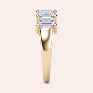 Five Emerald-Cut Diamond Wedding Band in 14K or 18K Gold or Platinum - Elegant Eternity Design. 