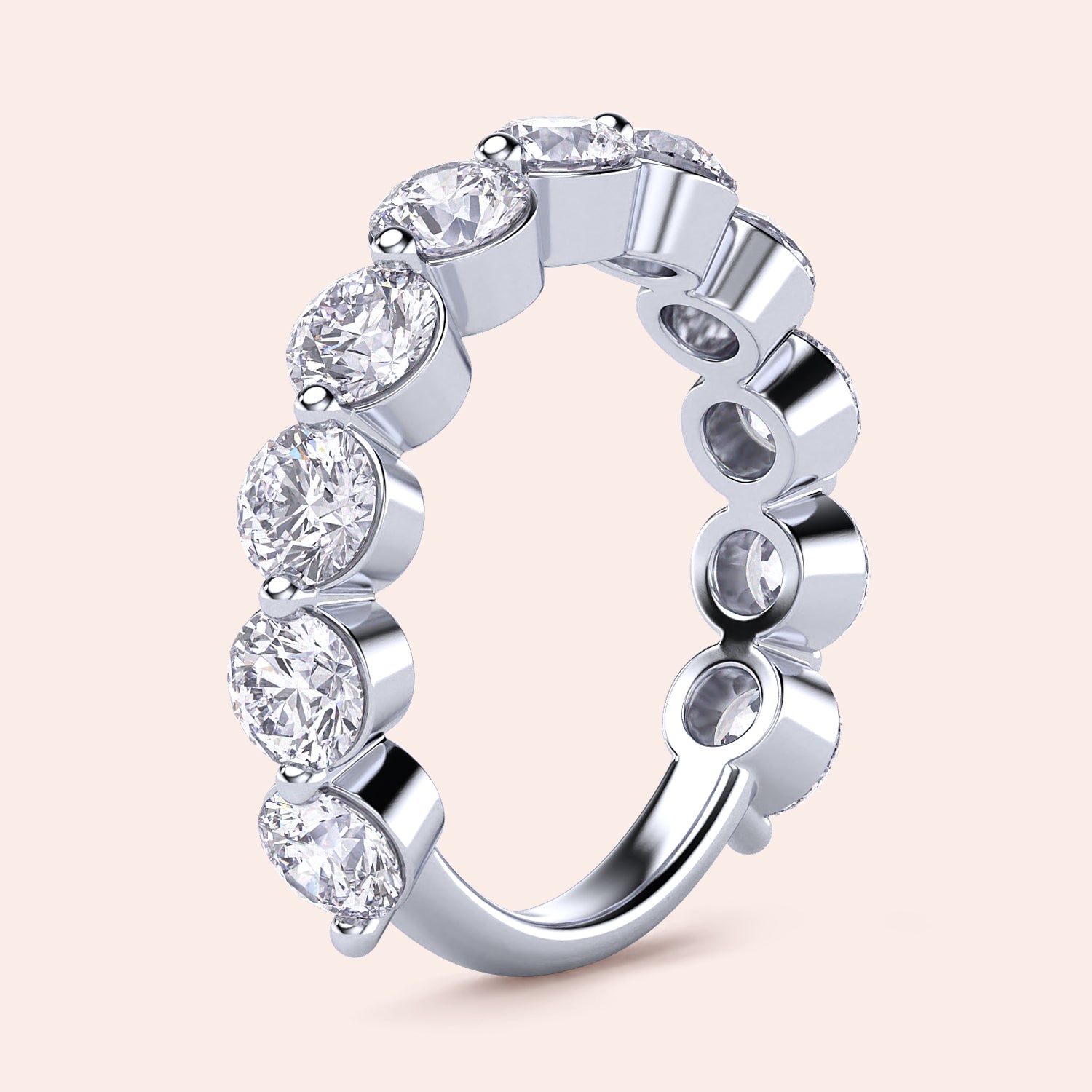 Elegant 14K or 18K white gold wedding band featuring a stunning row of round brilliant-cut diamonds, perfect for engagements. |
 #14KRecycledWhiteGold
 #18KRecycledWhiteGold
 
 
 
 
 #Platinum