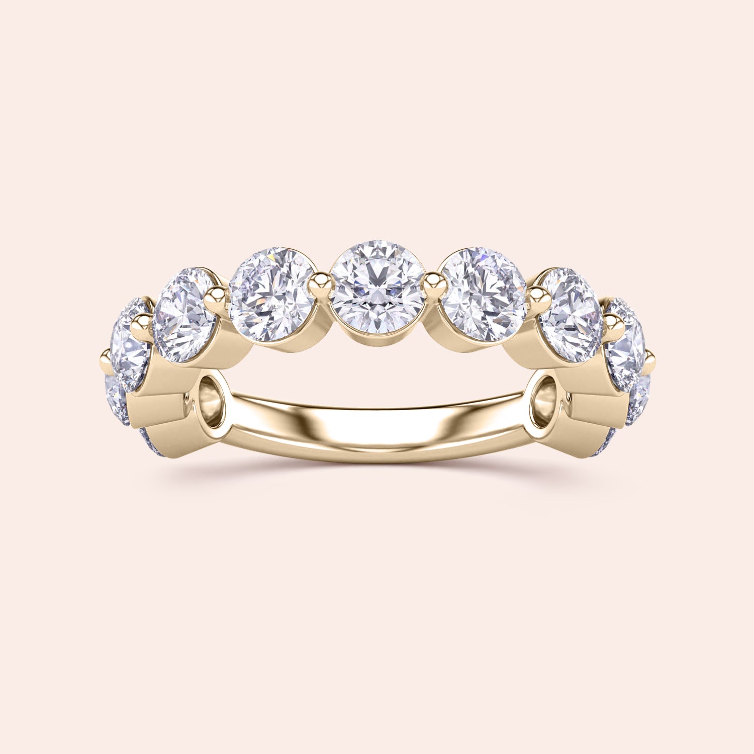 Elegant 14K and 18K yellow gold wedding band featuring round-cut diamonds, perfect for adding luxury to your jewelry collection. |
 
 
 #14KRecycledYellowGold
 #18KRecycledYellowGold