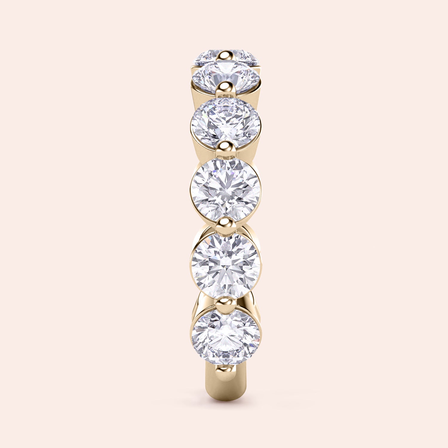 Elegant 14K or 18K gold wedding band with shared prong setting and round diamonds, a timeless piece for eternal love. |
 
 
 #14KRecycledYellowGold
 #18KRecycledYellowGold