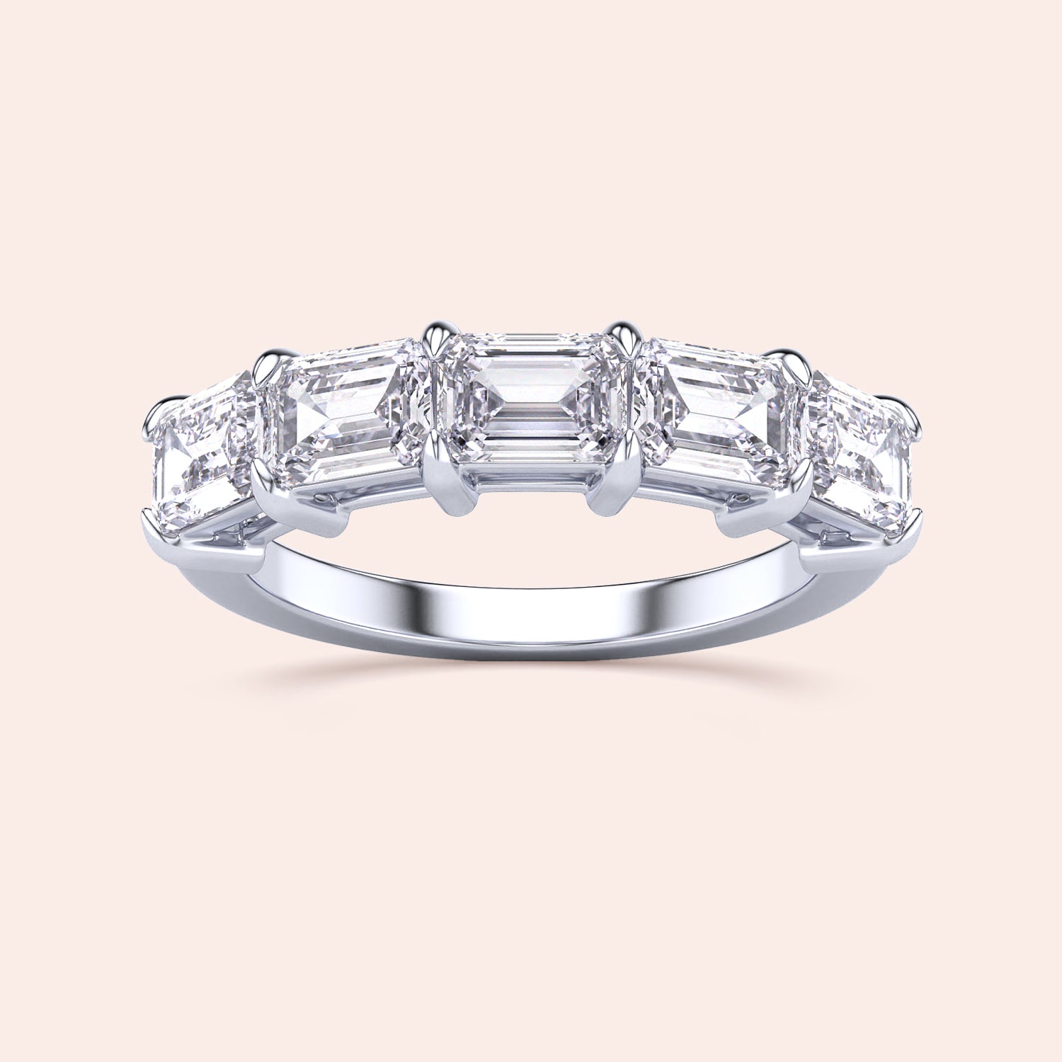 14K or 18K White Gold East-West Five Stone Emerald-Cut Wedding Band, perfect for eternity and modern elegance. |
 #14KRecycledWhiteGold
 #18KRecycledWhiteGold
 
 
 
 
 #Platinum