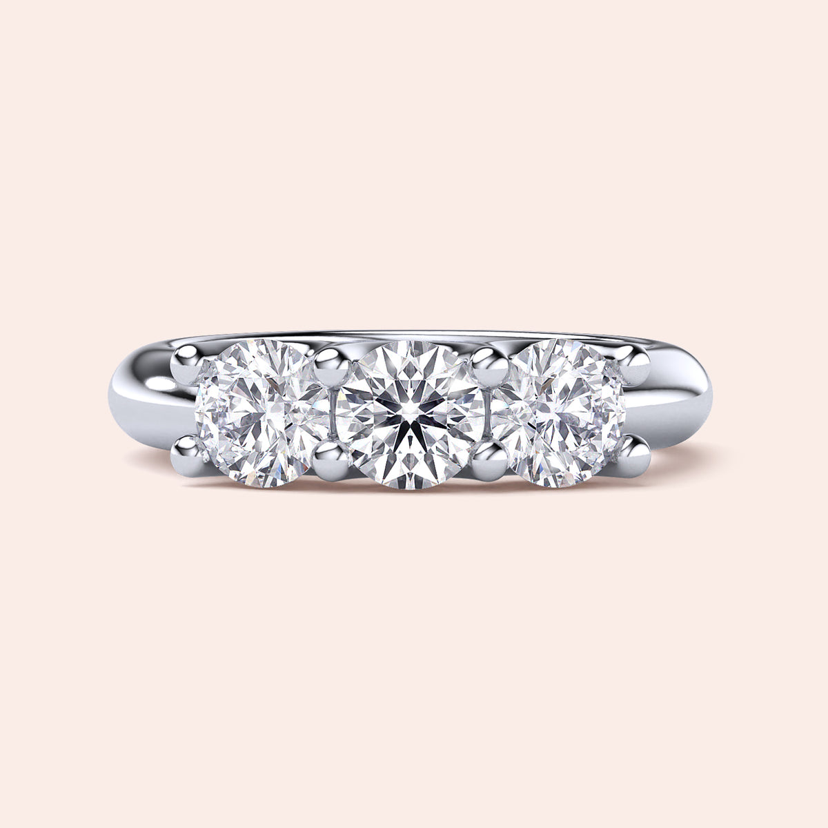 Elegant 14K/18K/Platinum wedding band featuring three round-cut diamonds, designed by Ilanis. Perfect for eternal love. 