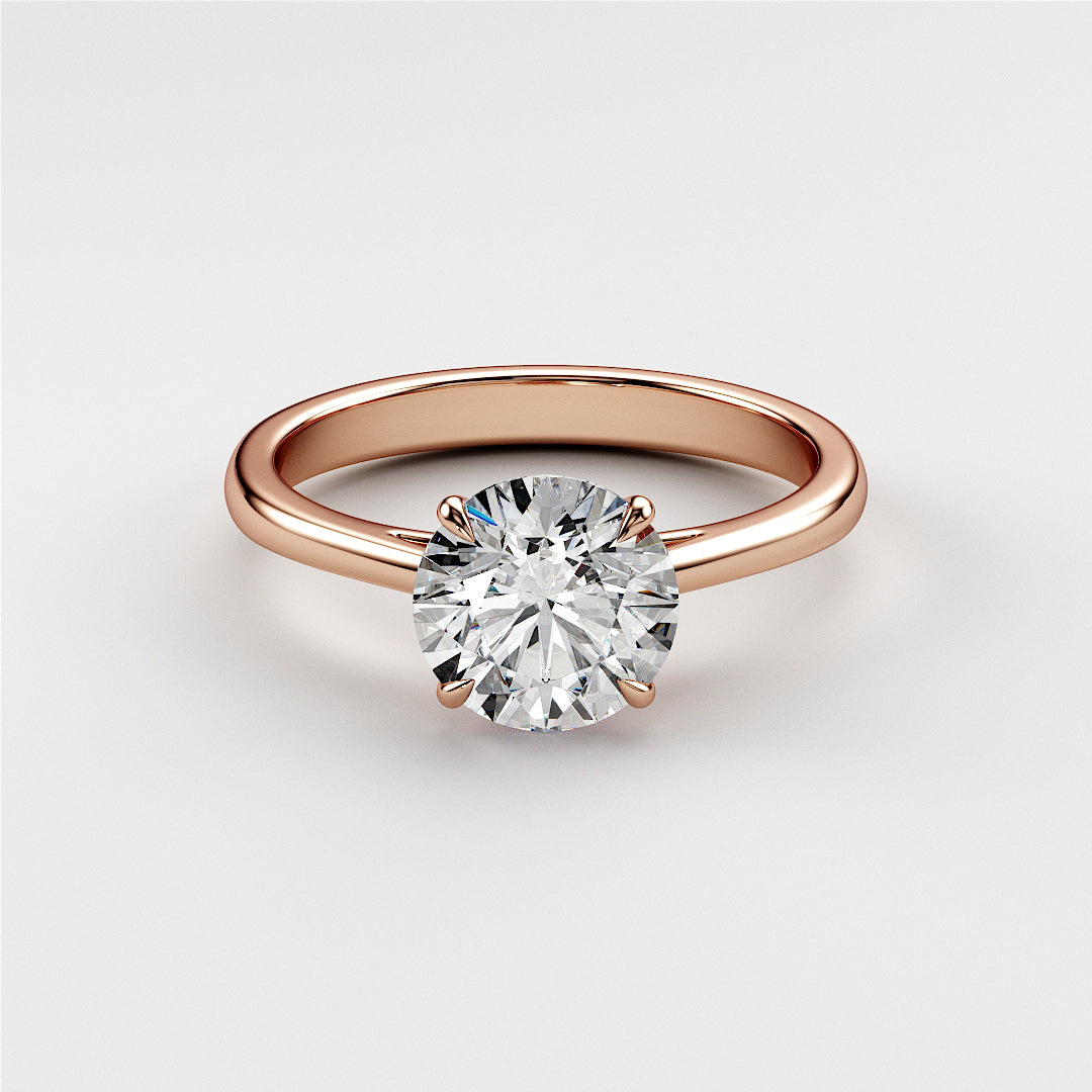 14K/18K Platinum rose gold engagement ring with round brilliant-cut diamond solitaire, classic design for proposals.|







#14KRecycledRoseGold
#18KRecycledRoseGold


