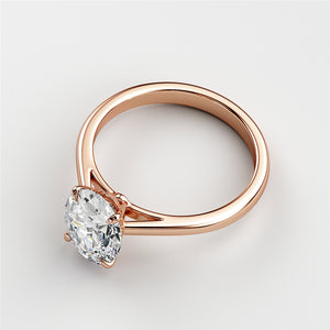Elegant 14K/18K rose gold engagement ring featuring an oval classic solitaire diamond in a cathedral setting.