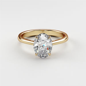 Elegant 14K or 18K gold engagement ring featuring an oval diamond in a classic cathedral design. Perfect for timeless elegance.