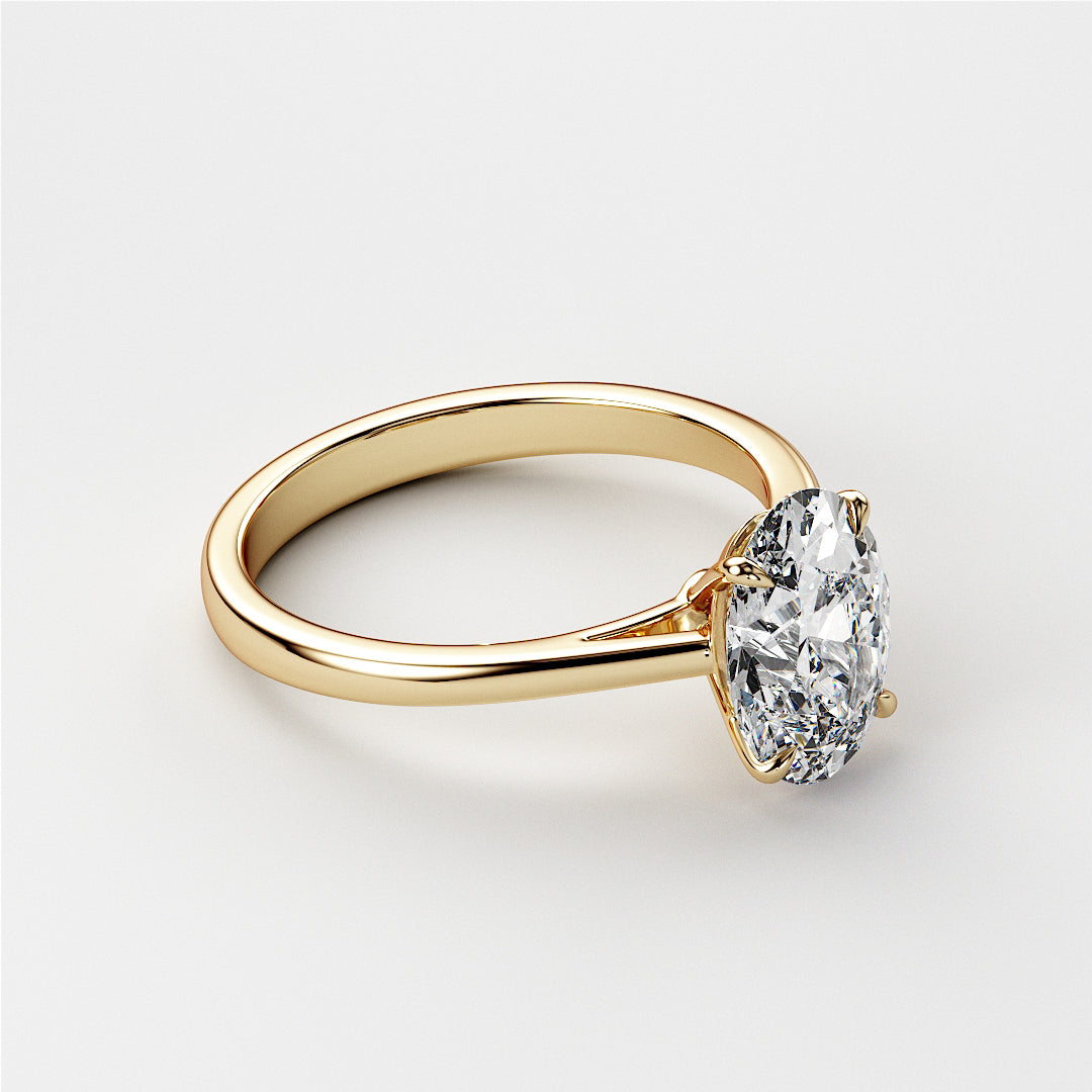 Elegant yellow gold engagement ring featuring an oval diamond, available in 14K, 18K, or platinum for special proposals.|




#14KRecycledYellowGold
#18KRecycledYellowGold





