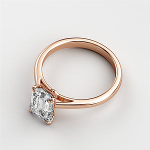Elegant 14K Rose Gold solitaire engagement ring featuring a radiant square diamond, perfect for a timeless statement.